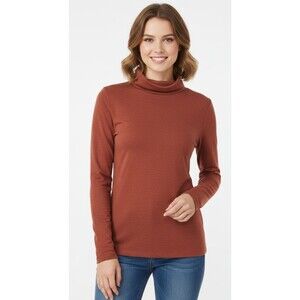 Peruvian Connection Extreme T-Neck Small Whiskey Orange Turtleneck Pima Cotton